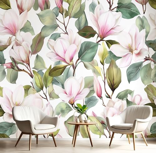 Wandbilder Fototapete Rosa Grün Magnolienblätter,3D Effekt Tapete Aquarellpflanzen,Seidenwandbilder Für Wohnzimmer Schlafzimmer Kinderzimmer Esszimmer Tv Hintergrund Wanddekoration,350X260Cm Wandbilder Fototapete Rosa Grün Magnolienblätter,3D Effekt Tapete Aquarellpflanzen,Seidenwandbilder Für Wohnzimmer Schlafzimmer Kinderzimmer Esszimmer Tv Hintergrund Wanddekoration,350X260Cm von GSAEIMCT