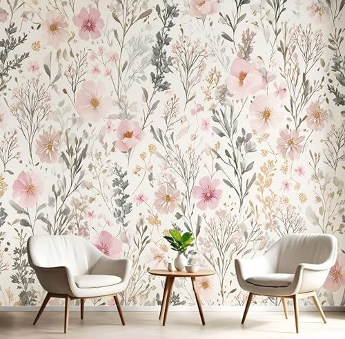 Wandbilder Fototapete Rosagrau Blumen Und Grüne Blätter,3D Effekt Tapete Aquarell Pastoral,Seidenwandbilder Für Wohnzimmer Schlafzimmer Kinderzimmer Esszimmer Tv Hintergrund Wanddekoration,300X210Cm Wandbilder Fototapete Rosagrau Blumen Und Grüne Blätter,3D Effekt Tapete Aquarell Pastoral,Seidenwandbilder Für Wohnzimmer Schlafzimmer Kinderzimmer Esszimmer Tv Hintergrund Wanddekoration,300X210Cm von GSAEIMCT