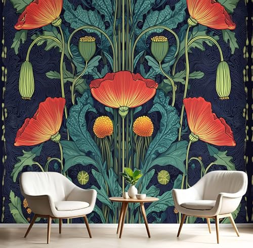 Wandbilder Fototapete Rot Grün Mohnblätter,3D Effekt Tapete Modepflanzen,Seidenwandbilder Für Wohnzimmer Schlafzimmer Kinderzimmer Esszimmer Tv Hintergrund Wanddekoration,150X105Cm Wandbilder Fototapete Rot Grün Mohnblätter,3D Effekt Tapete Modepflanzen,Seidenwandbilder Für Wohnzimmer Schlafzimmer Kinderzimmer Esszimmer Tv Hintergrund Wanddekoration,150X105Cm von GSAEIMCT