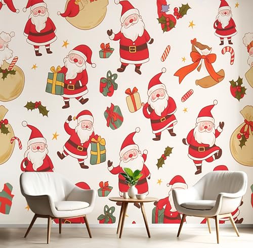 Wandbilder Fototapete Rot Grün Stechpalmenblätter,3D Effekt Tapete Weihnachtsmann-Charakter,Seidenwandbilder Für Wohnzimmer Schlafzimmer Kinderzimmer Esszimmer Tv Hintergrund Wanddekoration,200X140Cm Wandbilder Fototapete Rot Grün Stechpalmenblätter,3D Effekt Tapete Weihnachtsmann-Charakter,Seidenwandbilder Für Wohnzimmer Schlafzimmer Kinderzimmer Esszimmer Tv Hintergrund Wanddekoration,200X140Cm von GSAEIMCT