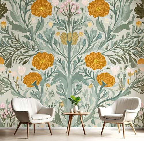 Wandbilder Fototapete Salbeigrün Blumen Grüne Blätter,3D Effekt Tapete Natürliche Pflanzen,Seidenwandbilder Für Wohnzimmer Schlafzimmer Kinderzimmer Esszimmer Tv Hintergrund Wanddekoration,200X140Cm von GSAEIMCT