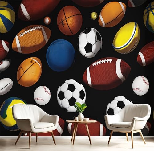Wandbilder Fototapete Schwarz Ballsportarten,3D Effekt Tapete Cartoon-Kunst,Seidenwandbilder Für Wohnzimmer Schlafzimmer Kinderzimmer Esszimmer Tv Hintergrund Wanddekoration,150X105Cm Wandbilder Fototapete Schwarz Ballsportarten,3D Effekt Tapete Cartoon-Kunst,Seidenwandbilder Für Wohnzimmer Schlafzimmer Kinderzimmer Esszimmer Tv Hintergrund Wanddekoration,150X105Cm von GSAEIMCT