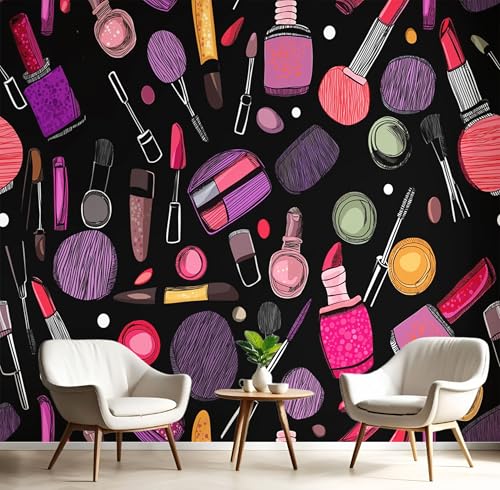 Wandbilder Fototapete Schwarz Rot Lippenstift Und Lidschatten,3D Effekt Tapete Cartoon-Kosmetik,Seidenwandbilder Für Wohnzimmer Schlafzimmer Kinderzimmer Esszimmer Wanddekoration,150X105Cm Wandbilder Fototapete Schwarz Rot Lippenstift Und Lidschatten,3D Effekt Tapete Cartoon-Kosmetik,Seidenwandbilder Für Wohnzimmer Schlafzimmer Kinderzimmer Esszimmer Wanddekoration,150X105Cm von GSAEIMCT