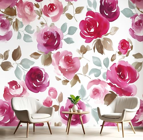 Wandtapete Rosa Rosengrüne Blätter 450X300Cm Kunsttapete Tapeten Wohnkultur Fototapete Aquarellpflanzen 3D Hd Seidenwandbild Büro Kinderzimmer Badezimmer Wohnzimmer Küche Wandtapete Rosa Rosengrüne Blätter 450X300Cm Kunsttapete Tapeten Wohnkultur Fototapete Aquarellpflanzen 3D Hd Seidenwandbild Büro Kinderzimmer Badezimmer Wohnzimmer Küche von GSAEIMCT