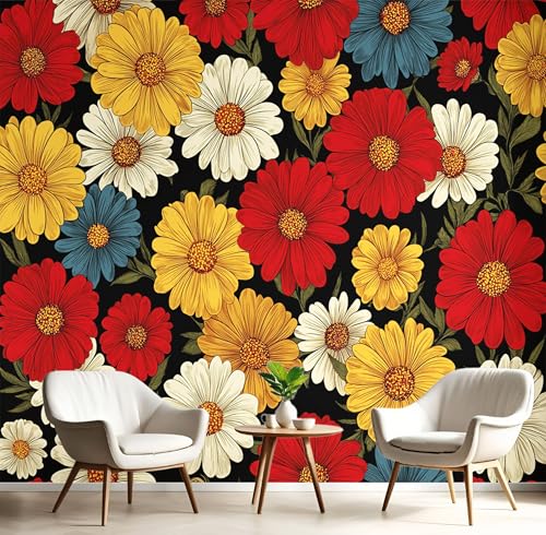 Wandtapete Rot Gelb Helle Gänseblümchen 300X210Cm Kunsttapete Tapeten Wohnkultur Fototapete Retro-Pflanzen 3D Hd Seidenwandbild Büro Kinderzimmer Badezimmer Wohnzimmer Küche Wandtapete Rot Gelb Helle Gänseblümchen 300X210Cm Kunsttapete Tapeten Wohnkultur Fototapete Retro-Pflanzen 3D Hd Seidenwandbild Büro Kinderzimmer Badezimmer Wohnzimmer Küche von GSAEIMCT