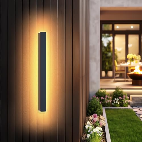 Wandleuchte Aussen/Innen Lange Aussenlampe Wand LED Außenwandleuchten Schwarz Wasserdicht Ip65 Metall Außenleuchte 16W Wandlampe Innen Für Villa Eingang,Gärten,Terrassen, Wohnzimmer,Warm Light,80cm Wandleuchte Aussen/Innen Lange Aussenlampe Wand LED Außenwandleuchten Schwarz Wasserdicht Ip65 Metall Außenleuchte 16W Wandlampe Innen Für Villa Eingang,Gärten,Terrassen, Wohnzimmer,Warm Light,80cm von GSALDY