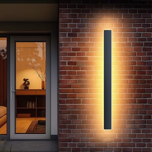 Wandleuchte Aussen/Innen Lange Aussenlampe Wand LED Außenwandleuchten Schwarz Wasserdicht Ip65 Metall Außenleuchte 20W Wandlampe Innen Für Villa Eingang,Gärten,Terrassen, Wohnzimmer,Warm Light,100cm Wandleuchte Aussen/Innen Lange Aussenlampe Wand LED Außenwandleuchten Schwarz Wasserdicht Ip65 Metall Außenleuchte 20W Wandlampe Innen Für Villa Eingang,Gärten,Terrassen, Wohnzimmer,Warm Light,100cm von GSALDY