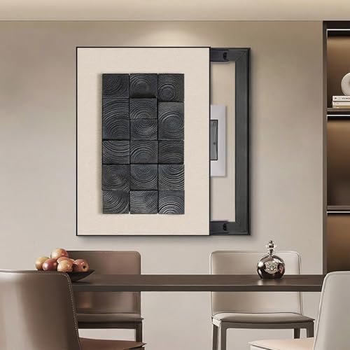 Abdeckung des Unterbrecherkastens, StromzäHler Box Dekoration, Wohnzimmer-Flur-Anschlusskasten Dauerhafte Wandabdeckung, für Büro Esszimmer Heimdekoration(Black-1,30 * 40cm/11.8 * 15.7in) von GSATREY