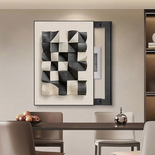 Abdeckung des Unterbrecherkastens, StromzäHler Box Dekoration, Wohnzimmer-Flur-Anschlusskasten Dauerhafte Wandabdeckung, für Büro Esszimmer Heimdekoration(Black-2,30 * 40cm/11.8 * 15.7in) von GSATREY