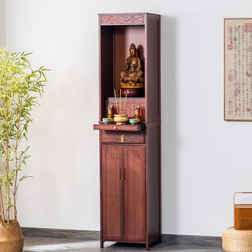 Buddha-Altartisch, Buddhistischer Altar, Meditationsaltartisch, Chinesischer Buddha Nischenschrank, Kann im Wohnzimmer, Arbeitszimmer, Zimmer, Büro oder Teehaus Aufgestellt Werden(Red,60*38cm/23.6*15i von GSATREY