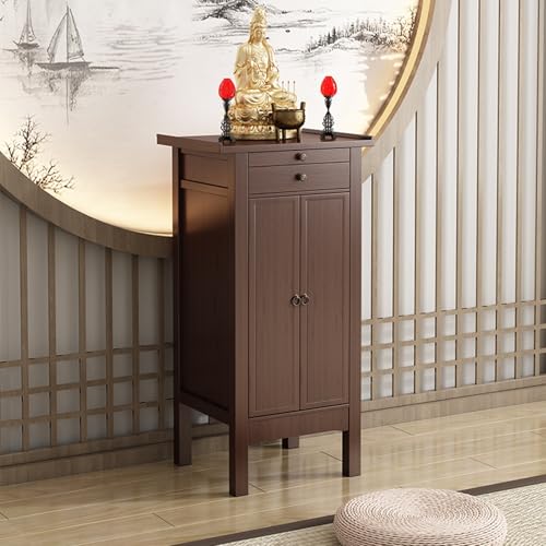 Buddha-Altartisch, Stehschrank des Chinesischen Gottes des Reichtums, Altartische for Persönliche Schreine mit Stauraum, Verdicktes Material(Brown,50 * 100cm/19.7 * 39.4in) von GSATREY