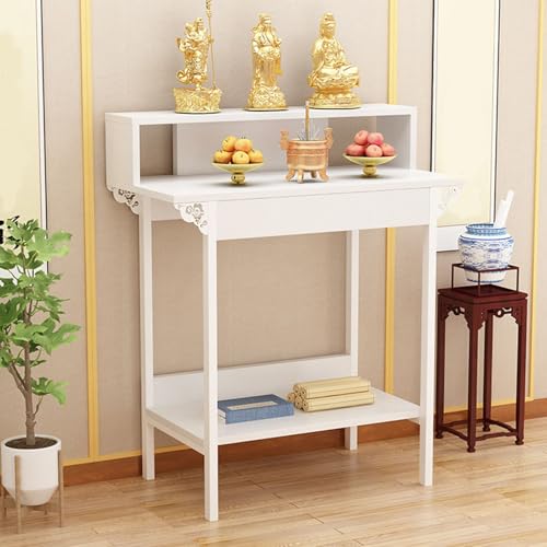 GSATREY Altar-Meditation Tisch, Buddha-Altartisch, Chinesischer Schranksockel-Opfertisch, Kleiner Schreintisch, Meditationsaltartisch, for Arbeitszimmer/Zimmer(White,120 * 42cm/47.2 * 16.5in) von GSATREY