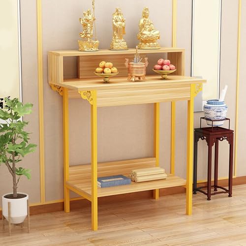 GSATREY Altar-Meditation Tisch, Buddha-Altartisch, Chinesischer Schranksockel-Opfertisch, Kleiner Schreintisch, Meditationsaltartisch, for Arbeitszimmer/Zimmer(Yellow,80 * 42cm/31.5 * 16.5in) von GSATREY