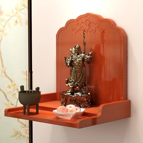 GSATREY Altartisch aus Holz, Wandmontierte Buddha-Nische, Buddha-Altartisch, Buddhistischer Entspannung Tisch, Stil Opfertisch, für Gebete Weissagung Anbetung(Orange,30 * 30cm/11.8 * 11.8inches) von GSATREY