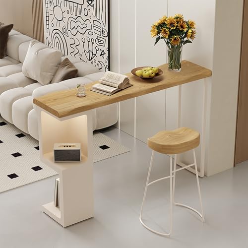 GSATREY Bartisch, Esstisch, Bartisch mit Barhocker Set, Hoher Tisch, Robustes Stahlgestell, Einfacher Aufbau, für Café, Wohnzimmer, Küche oder Esszimmer(140 * 40cm/55.1 * 15.7in) von GSATREY