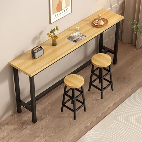 GSATREY Bartisch Set mit 2 Barhockern, Schmaler Langer Bartisch A-förmige Beine, Partytisch Tisch rutschfest, für Küche, Wohnzimmer, Esszimmer, Einfache Montage(Yellow,120 * 30cm/47.2 * 11.8in) von GSATREY