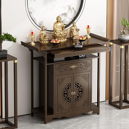 GSATREY Buddha-Altartisch, Altar-Meditation Tisch, Persönlicher Schreinschrank, mit Mehreren Ebenen Und Stauraum, Orientalischer Stil, für Gebete, Wahrsagung(120 * 48cm/47.2 * 18.9in) von GSATREY
