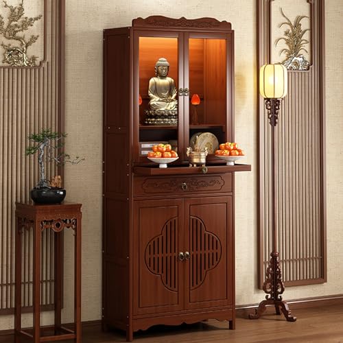 GSATREY Buddha-Altartisch, Buddhistischer Entspannung Tisch, Persönlicher Schreinschrank, Chinesischer Opfertisch mit Sockel, für Gebete Weissagung Anbetung(52 * 33 * 170cm/20.5 * 13 * 66.9in) von GSATREY