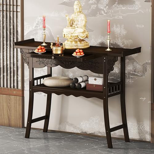 GSATREY Buddha-Altartisch, Gebetstisch, Großer Meditationsaltartisch mit 2 Ebenen, Chinesischer Schranksockel-Opfertisch, für Gebete Weissagung Anbetung(80 * 40 * 100cm/31.5 * 15.7 * 39.4in) von GSATREY