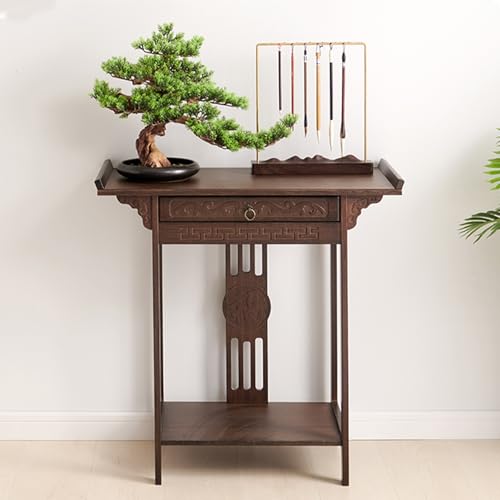 GSATREY Buddha-Altartisch, Großer Meditationsaltartisch mit 2 Ebenen, Stehschrank des Chinesischen Gottes des Reichtums, FüR Gebete, Wahrsagung, Anbetung(65 * 80cm/25.6 * 31.5 in) von GSATREY