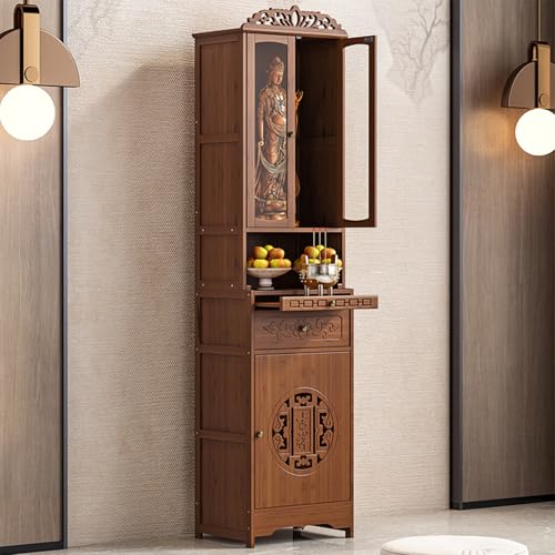 GSATREY Buddha-Altartisch, Persönlicher Schrein-Altartisch, Buddhistische Nischen für den Haushalt, Altarschrank, Meditationsaltartisch-Kabinett, Heim-Räuchertisch(38 * 43cm/15 * 16.9in) von GSATREY