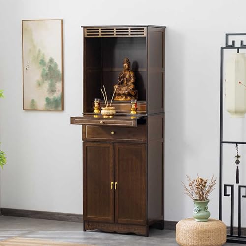 GSATREY Buddha-Altartisch, Tischständer für Chinesische Fengshui-Guanyin-Pooja-Statue, Persönlicher Schrein, Vielseitige Holzbasis, für Wohnzimmer Und Büros(Brown,50 * 37cm/19.7 * 14.6in) von GSATREY