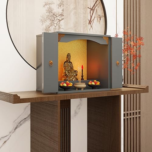 GSATREY Kleiner Schreintisch, Puja Kleiner, Buddha-Altartisch, Buddhistischer Entspannung Tisch, für Gebete, Weissagung, Anbetung, für Wohnzimmer Und Büros(Gray,60 * 40cm/23.6 * 15.7in) von GSATREY
