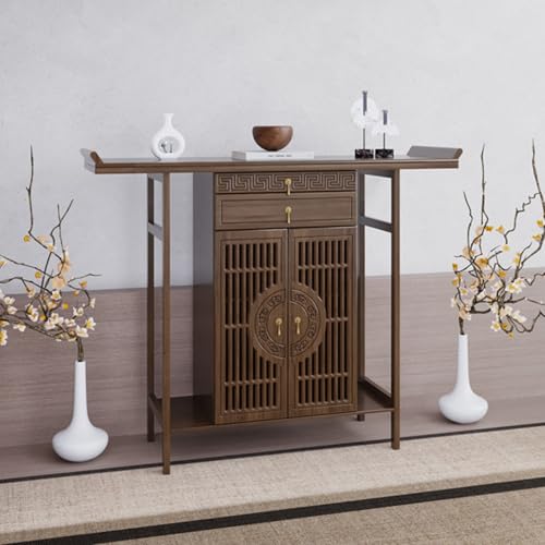 GSATREY Meditationsaltartisch, Ständer, Buddha-Altartisch, Buddhistischer Entspannung Tisch, Heim-Räuchertisch, Vielseitige Holzbasis, für Wohnzimmer Und Büros(Brown,100 * 40cm/39.4 * 15.7in) von GSATREY