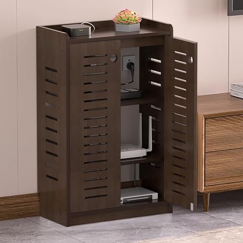 GSATREY Router Schrank, WiFi Router Aufbewahrungsbox, Projektorständer, Kabelmanagement, Elegante Regale, Große Kapazität, Ideal für Zuhause oder Büro(Brown,80 * 50cm/31.5 * 19.7in) von GSATREY