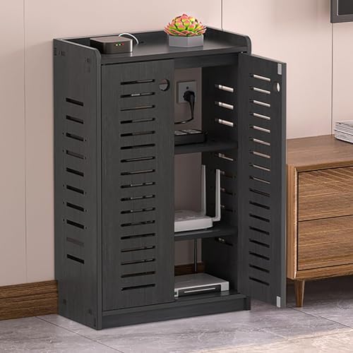GSATREY Router Schrank, WiFi Router Aufbewahrungsbox, Projektorständer, Kabelmanagement, Elegante Regale, Große Kapazität, Ideal für Zuhause oder Büro(Gray,80 * 50cm/31.5 * 19.7in) von GSATREY