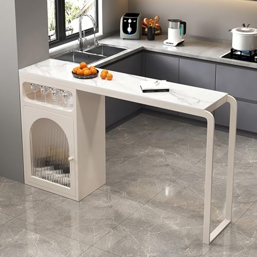 GSATREY Stehtisch Esstisch, Hoher Cocktail-Bistrotisch, Bartisch mit Metallgestell, Einfache Montage, ideal für Küche, Café, Esszimmer und Restaurant(White,120 * 40cm/47.2 * 15.7in) von GSATREY