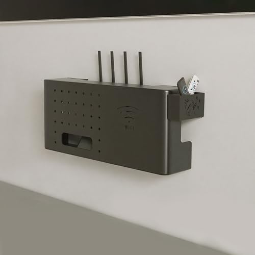 GSATREY Storage Boxes, Wandhalterung WiFi Router Regal, WiFi Router Aufbewahrungsbox, Kabel Organizer Verstecken Box, für Wohnzimmer Schlafzimmer Wohnung(Black,60 * 20cm/23.6 * 7.9in) von GSATREY