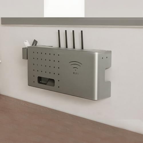 GSATREY Storage Boxes, Wandhalterung WiFi Router Regal, WiFi Router Aufbewahrungsbox, Kabel Organizer Verstecken Box, für Wohnzimmer Schlafzimmer Wohnung(Gray,40 * 20cm/15.7 * 7.9in) von GSATREY