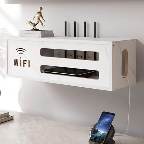 GSATREY WiFi Router Aufbewahrungsbox, Cable Management Box, Wandmontiertes Router Modem Aufbewahrungsbox, für das Wohnzimmer im Schlafzimmer zu Hause(White) von GSATREY