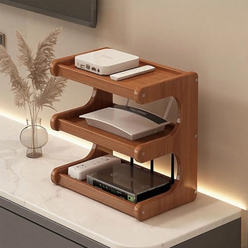 GSATREY WiFi Router Aufbewahrungsbox, Hider Rack von Massivholz, Schweberegale Set-Top-Box, Heizkörper Abdeckung WLAN Box, Dekoration für Wohnzimmer, Heimbüro(Brown,30 * 35cm/11.8 * 13.8in) von GSATREY