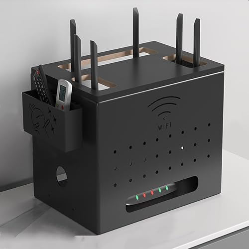 GSATREY WiFi Router Aufbewahrungsbox, Schrank Steckdosenleiste Kabel-Organizer-Box, Cable Management Box, Optimierte Aufbewahrungs - Und Heimdekorationslösung(Black) von GSATREY