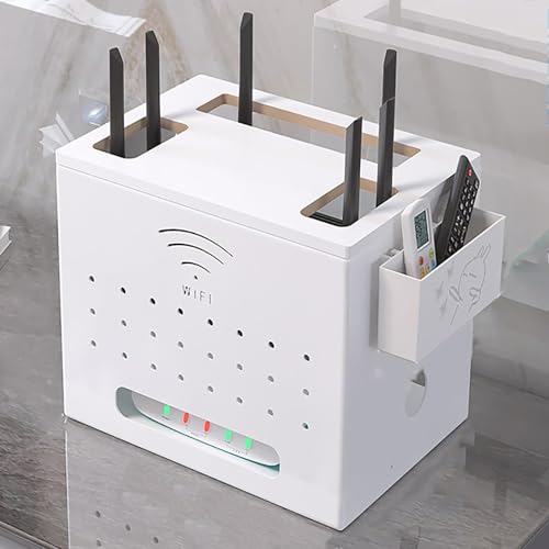 GSATREY WiFi Router Aufbewahrungsbox, Schrank Steckdosenleiste Kabel-Organizer-Box, Cable Management Box, Optimierte Aufbewahrungs - Und Heimdekorationslösung(White) von GSATREY