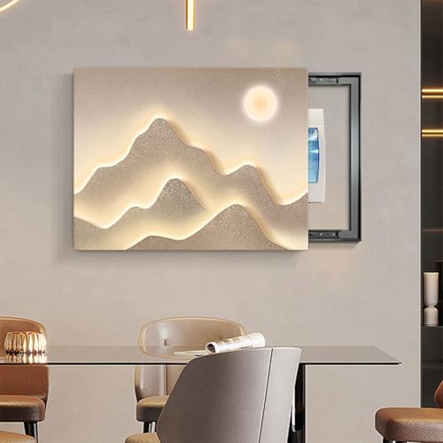 Sicherungskasten Abdeckung Schrank, Modern Electric Meter Decorative Verstecken, Kreative Deko-Box Einfache Abdeckung, Moderne, für Schlafzimmer, Küche(Brown-1,40 * 30cm/15.7 * 11.8in) von GSATREY