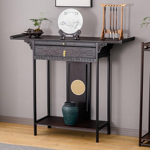 Tisch mit Schublade, Buddha-Altartisch, Buddha-Nische, Meditation Altar Regal, Eleganter Rechteckiger Sockel, für Gebete, Weissagung, Anbetung(120 * 40 * 100 cm/47.2 * 15.7 * 39.4in) von GSATREY