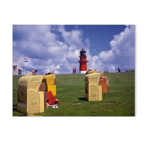 GSBRSNTS Diamond 5D DIY Diamond Painting，Leuchtturm am Strand, Büsum，3D-Stickerei Kreuzstich-Mosaik-Malerei-Dekor（50 x 60 cm/19.68 x 23.62 Zoll）-AC16 von GSBRSNTS
