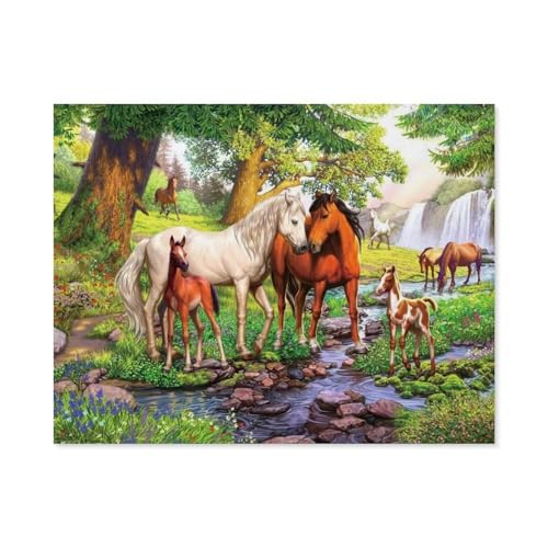 Wildpferde am Fluss - Pferde，Blechschild Metallschild Kunst zum Aufhängen Eisen Malerei Retro Home Küche Garten Garage Wanddekoration（30 x 40 cm） 12 x 16 Zoll-B21 von GSBRSNTS