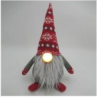 Hagin Sitzender LED-Weihnachtszwerg 36 cm 2xCR2032 Rot und Grau von GSC