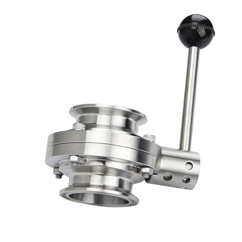 2" Sanitär-Schmetterlingsventil OD45, OD51 K64 Tri-Clamp-Schmetterlingsventil, SS304 Edelstahl-Schmetterlingsventil for selbstgebrautes Bier(OD38 x Clamp50.5) von GSCLZ