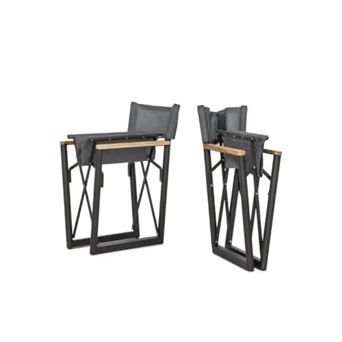 2Pcs Outdoor Strand Klapp Garten Stuhl Mit Aluminium Direktoren Stuhl Schwarz Teak Holz Pool Stühle Lounge von GSCLZ