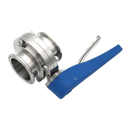 304 Edelstahl Schmetterling Ventil Tri Clamp 1 "1.25" 1.5 "2" 25/32/38/51 Mit Kunststoff Multi-position Griff Bier Homebrew(38mm Ferrule 50.5) von GSCLZ