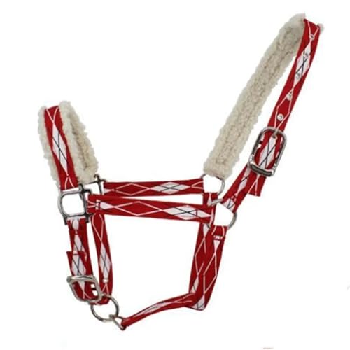 Einstellbare Pferd Neck Halter Zaumzeug Halter Reit Ausrüstung Komfortable Rein Halfter(Red M) von GSCLZ