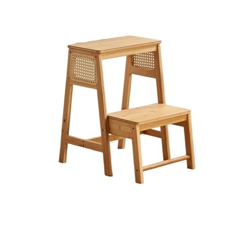 Faltbarer Rattan-Tritthocker for den Eingangsbereich, Kletterfußstütze, Multifunktionsleiterstuhl oder Schuhbank-Organizer(Wood Color) von GSCLZ