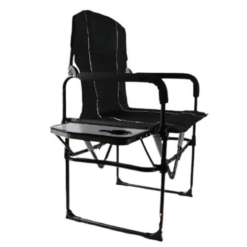 GSCLZ Hochleistungs-Regiestuhl mit Beistelltisch, einfach zusammenklappbares Design for Strand, Outdoor, Camping, Angeln(Black) von GSCLZ