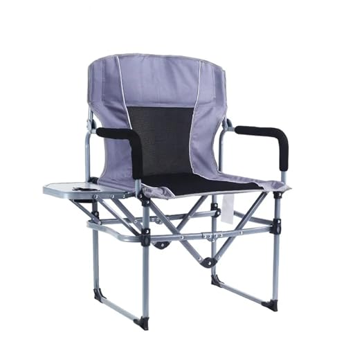 GSCLZ Hochleistungs-Regiestuhl mit Beistelltisch, einfach zusammenklappbares Design for Strand, Outdoor, Camping, Angeln(Grey) von GSCLZ