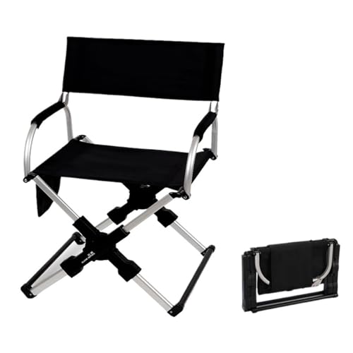 GSCLZ Outdoor Regiestuhl Aluminiumlegierung Klappbarer Campingstuhl Leichter, Tragbarer Freizeitreise-Outdoor-Stuhl(Black) von GSCLZ